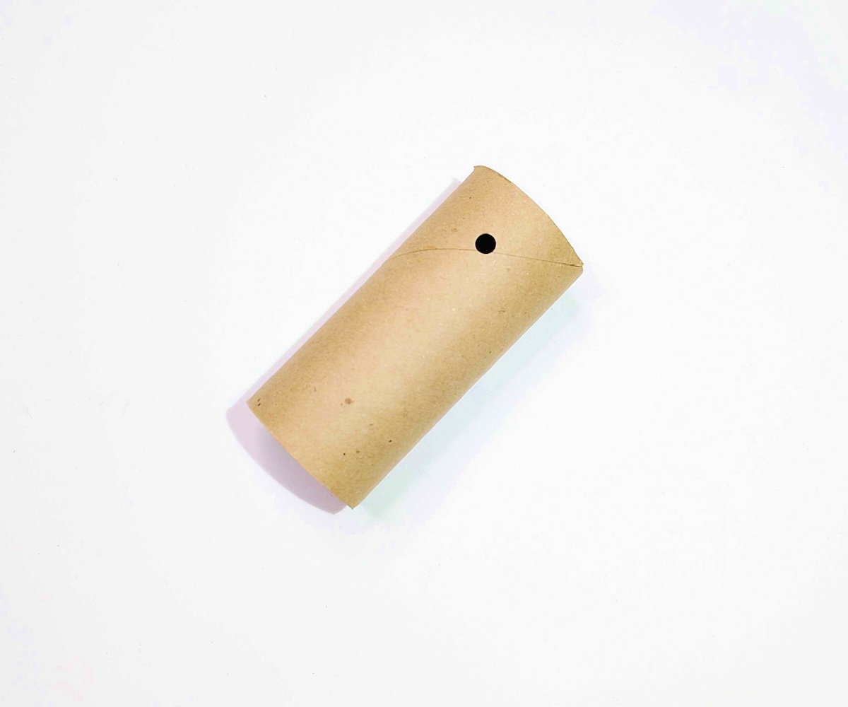Toilet Paper Roll Craft- Step 2-hole punched in toilet paper roll - Kids Activities Blog