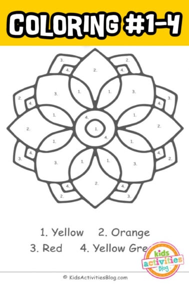 COLORING NUMBERS 1-4 - KIDS ACTIVITIES BLOG FB