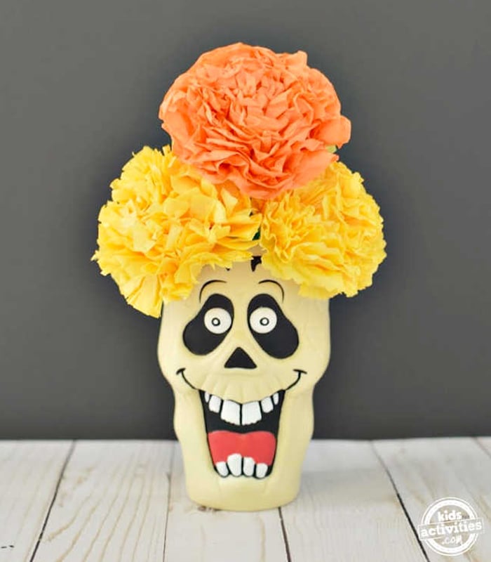 Construction-paper-crafts-KAB-DIY-Marigold-Cempazuchitl-For-Day-Of-The-Dead-Using Tissue-Paper