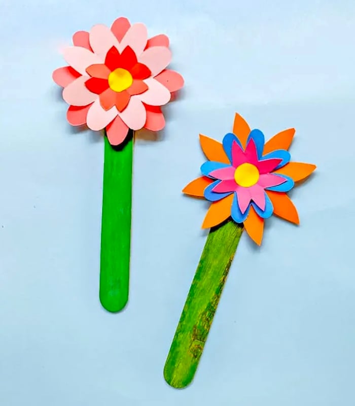 Construction-paper-crafts-madewithhappy-POPSICLE-STICK-DIY-FLOWER-BOOKMARK