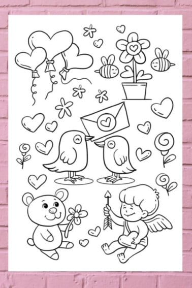 free printable Valentine coloring mural