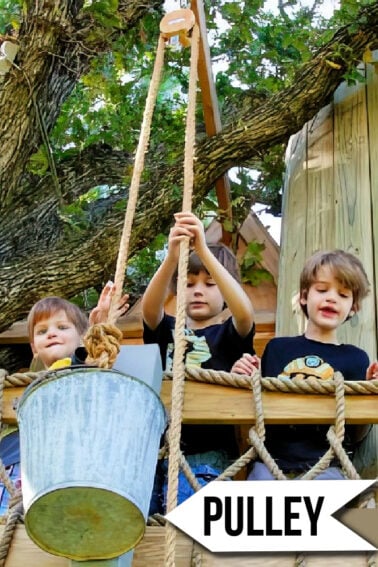 Pulley system in treehouse - Kids Activities Blog
