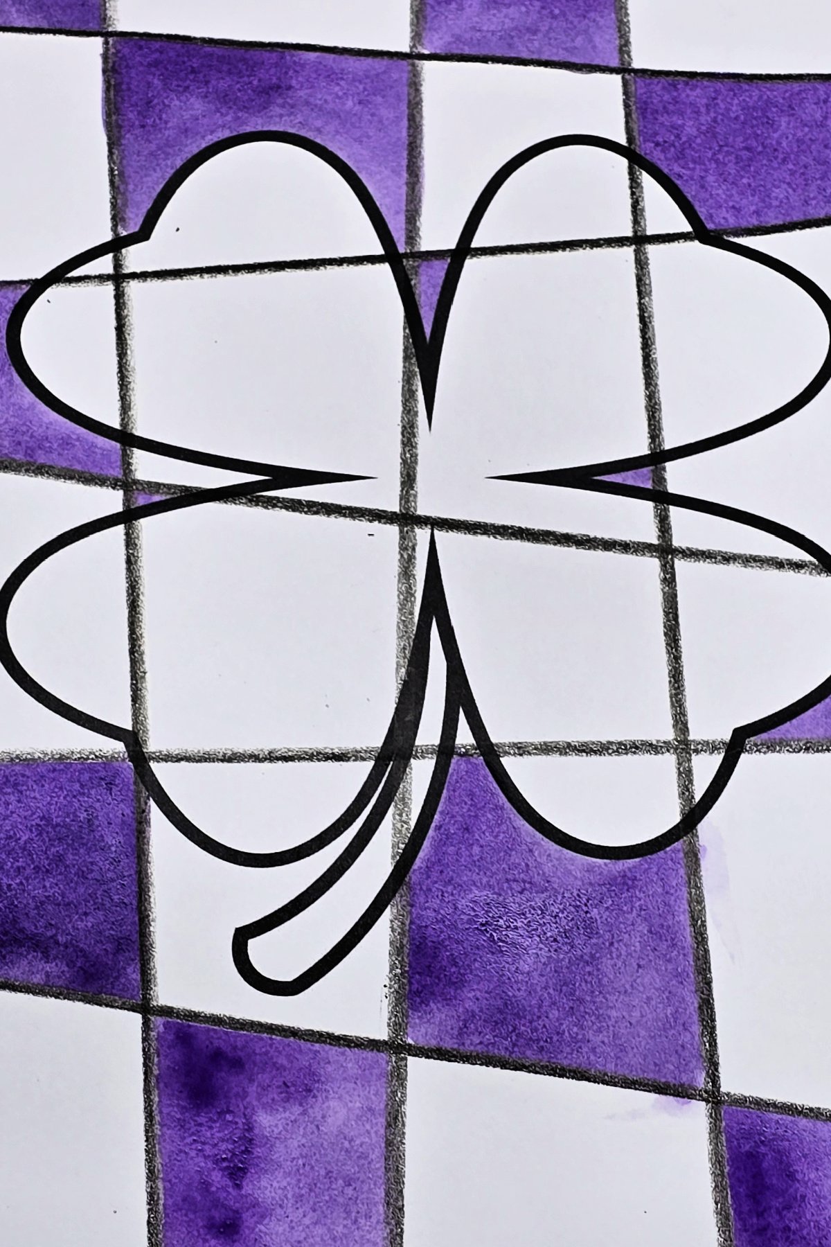 step 2 - using a dark purple watercolor paint to create a checkered background. kids activities blog