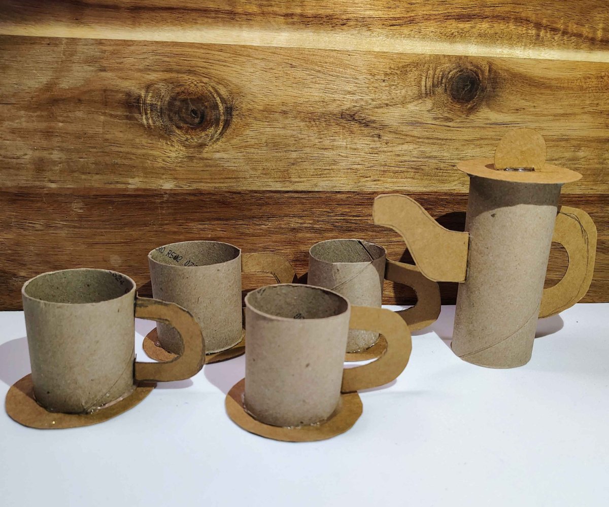 Paper Tea Cups- Step 9 - Tea pot and tea cups made of cardboard - Kids Activities Blog