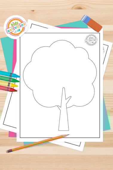 Black and white outline printable lying on top of a blue-green sheet with multicolored letters on a light brown background. printed pdf version from Kids activities blog.